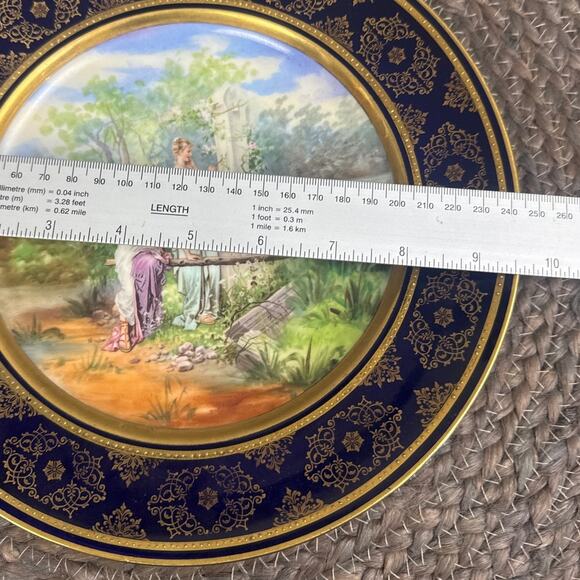 Antique Josef Strnact Display Plate Cobalt Blue Gilded Gold Neoclassical Maidens - Picture 6 of 6